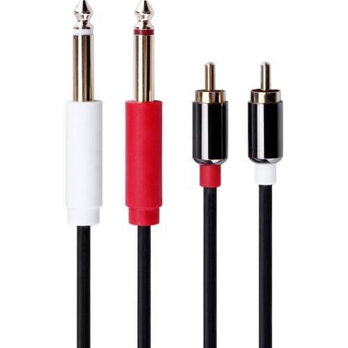 LBSC Dual 1/4 Inch To Dual RCA Audio Cable - GHWL Male 6.35mm 1/4" Phono Mono to RCA Connector Wire Cord Plug Jack