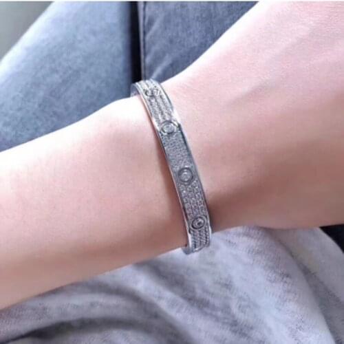 Fashion Stainless Steel Horizontal Line screwdriver Screw Lover Bracelets Femme Crystal Bracelet Bangles For Women Men Pulseiras