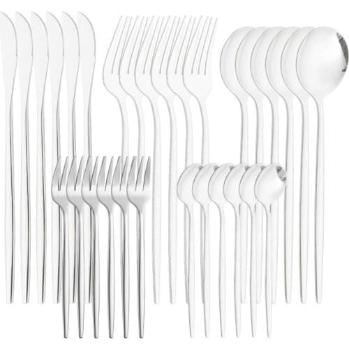 1Set Western Portuguese Cutlery Set Stainless Steel Knife Fork Spoon Dessert Coffee Spoon Fruit Fork Spoon Kitchen Tableware