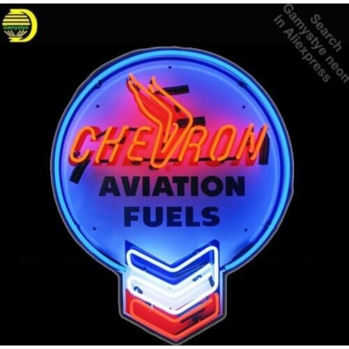 Neon Sign for 5CHVRN Chevro Aviation Fuels Neon Bulb sign Oil Station Display Handmade Glass tube neon lights Paint Board Sign