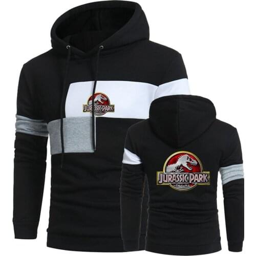 New 2021Jurassic Park Men Harajuku Color Blocked Pullover Mens Casual Korean Fashion Vintage Comfortable Clothes Couple Wear