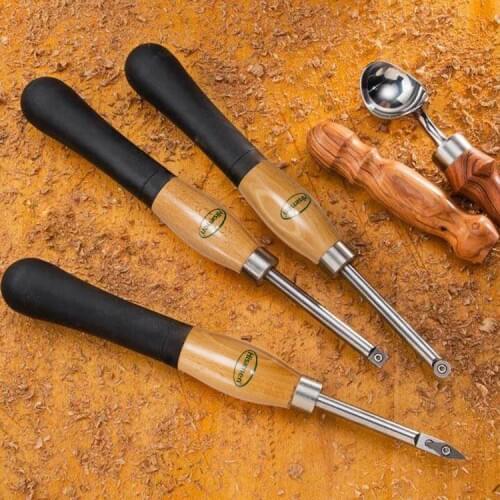 New High-quality 3Pcs/set Woodworking Turning Tool Changeable Tungsten Titanium Blade Beech&Rubber handle Woodworking Tool