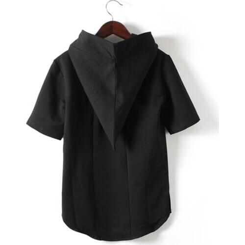 Clothing Spring Personality Alternative Nightclub Shaman Hooded Short-sleeved T-shirt Japan and South Korea Half-sleeved T-shirt