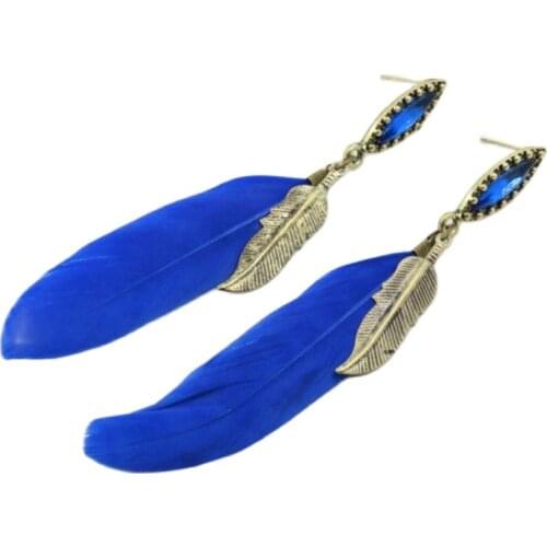 Fashion Feather Leaf Earrings Bronze Extra Long Big Charms Drop Ear Stud Earring For Women Jewellery