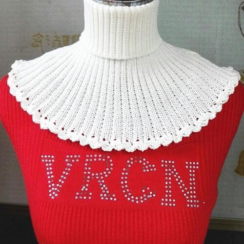 False collar wild sweater hook flower Thick Sweater Black Loop Mens Scarf Collar Women Winter knitted Scarves Collar sunscreen