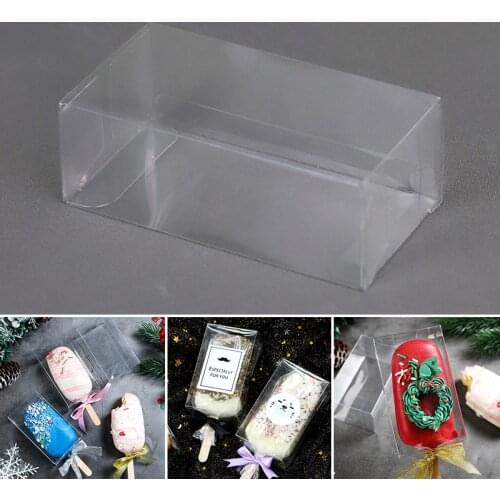Transparent Popsicle Ice Cream Packing Box Candy Chocolate Cookie Plastic Packaging Box Bags DIY Homemade Popsicle Cube Tray Box