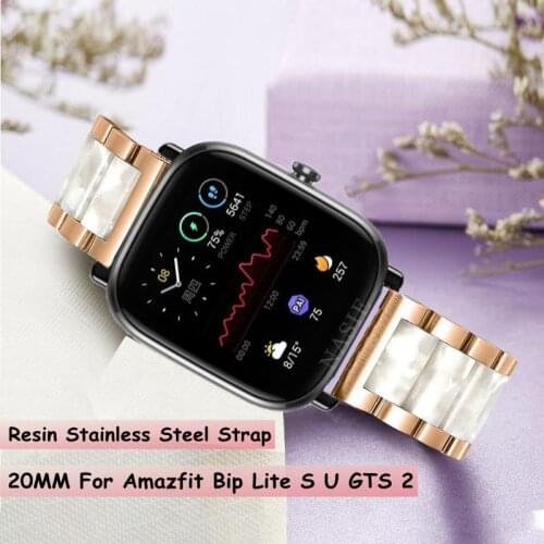 Resin Stainless Steel Strap 20MM For Amazfit Bip GTS Watch Strap Bracelet For Amazfit Bip Lite S U GTS 2 Band Accessories
