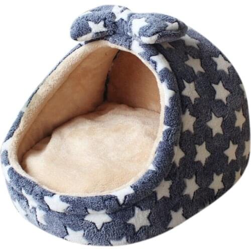 Pink Cute Pet Nest Warm Soft Dog Sofa Blue Comfortable Sleeping Cat Bed with White Cat Ball Puppy Mat Dog Tent Cotton Cushion