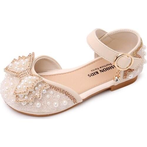 Girls' Sandals 2021 Summer New Kids Princess Crystal Shoes Rhinestone Showtoes-capped Soft Bottom for Wedding Sweet Fashion Hot
