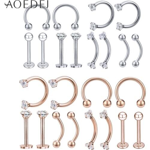 AOEDEJ 12PCS Crystal Nose Studs for Women 316L Stainless Steel Nose Rings Ear Piercing Jewelry Cubic Zirconia Nose Rings