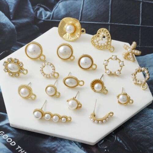 10pcs/Lot Pearl Earrings DIY Alloy Jewelry Earrings Retro Metal Ladies Love Pearl Pendant Earrings Handmade Jewelry Accessories