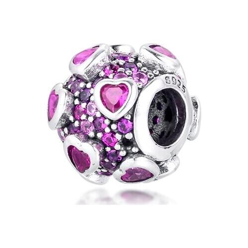 Fits for Pandora Charms Bracelets 100% 925 Sterling-Silver-Jewelry Explosion of Love Beads Free Shipping