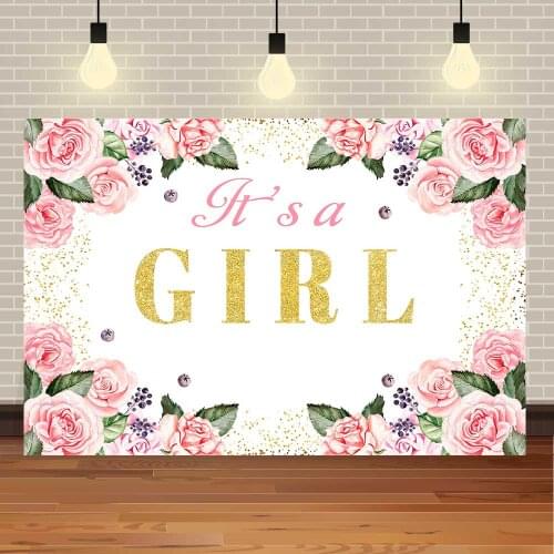 Seekpro Princess Flower Background Photographic Baby Shower Its a Girl Birthday Party Backdrop Children For Photo Studio Shoot