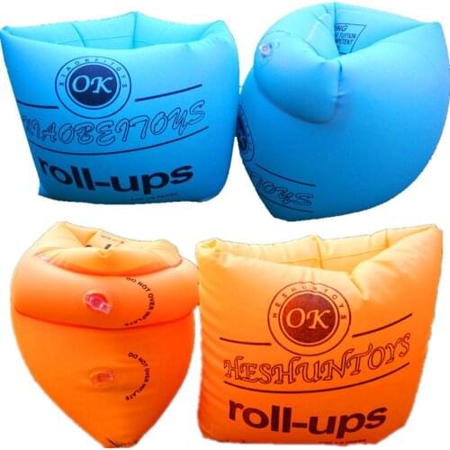 Thick Adult Inflatable Yellow Round Floating Cuff Wholesale Adult Swimming Ring Double Airbag Safety Swimming Arm Ring 2Pcs