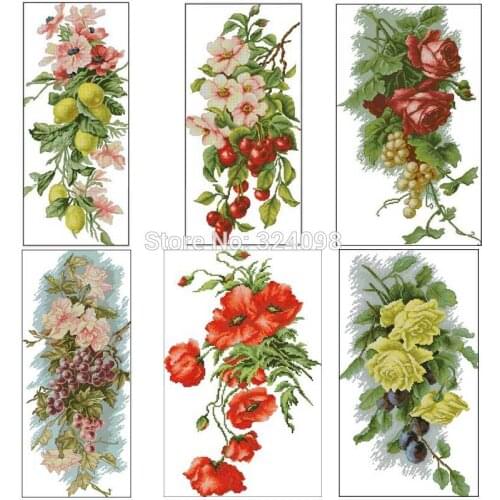Vertical bouquet patterns Counted Cross Stitch 11CT 14CT 18CT DIY wholesale Chinese Cross Stitch Kits Embroidery Needlework Sets