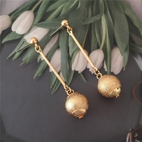Vintage Gold Or Rhodium Color Plating Disco Ball Bar Drop Earrings For Women Girl Antique Style Casual Gorgeous Decoration Jewel