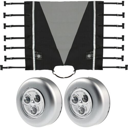 Waterproof Universal Caravan Front Towing Cover Hitch Cover Protector Hitch Coupling Lock Cover with 2x LED Guard Light for RV