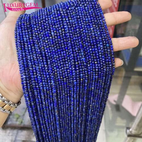 High Quality 2.5/3mm Natural Lapis Stone Faceted Round Shape Loose Spacer Small Beads DIY Gem Jewelry Accessory 38cm b176