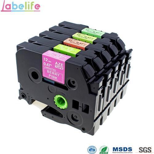 Labelife 5 pcs/lot Multi-color 12mm TZe-MQP35,TZe-MQG35,TZe-B31,TZe-C31,TZe-D31 Compatible P-touch Printer Label Set
