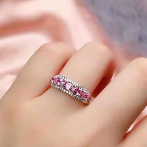 Natural Sri Lanka Ceylon Pink Sapphire Ring Fine Jewelry 3x4mm 1pc