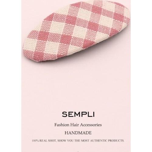 Sempli Cotton Plaid Sweet Hair Clip for Women Pins Bobby Pin Girls Hair Clip Bob Pins Hair Styling Accessories