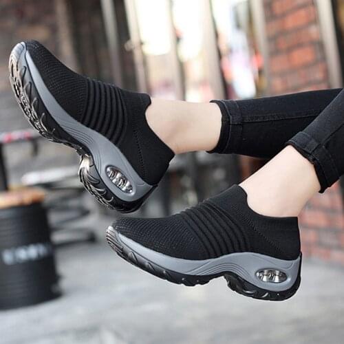Women Tennis Shoes Breathable 5CM Height Increase Sports Sneakers Air Cushion Female Walking Sock Shoes Thick Bottom Platforms