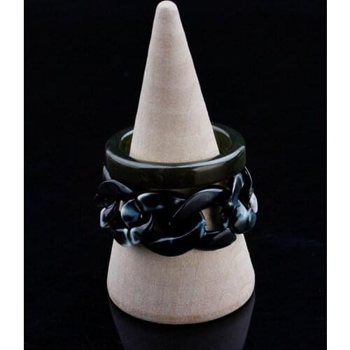 New Retro Womens Transparent Resin Acrylic Ring Creative Korean Square Geometric Link Ring Jewelry Accessories 2021