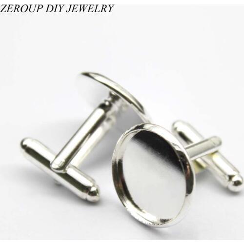 10pcs 16mm Silver Color Plated Cufflink Setting Base Cameo Cabochon Setting Antique Bronze Brass Copper High Quality