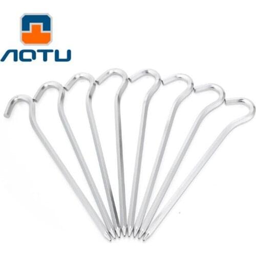 10 pcs/lot Tent Nail 18cm Question Mark Shape Strengthen Tent Nail Aluminium Alloy Stake Camping Equipment Tent Peg