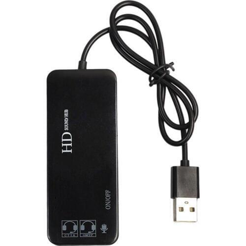 3 Port Usb 2.0 Hub External 7.1Ch Sound Card Headset Microphone Adapter For Pc