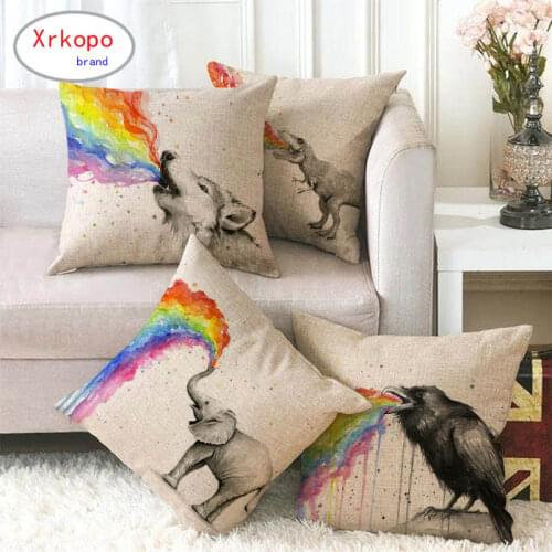 45cm*45cm Zebras, Animals emit rainbows Design linen/cotton throw pillow covers couch cushion cover home decor pillow