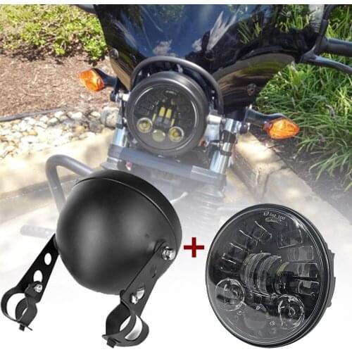 5-3/4 5.75inch LED Motorcycle Headlight with Headlight Housing Motorcycle Headlamp Assembly for Honda Shadow Cafe Racer Bobber