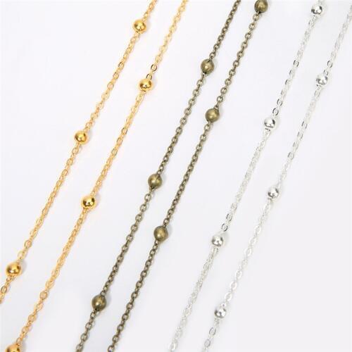 5m/lot 1.5mm Ball Bead Chains Bulk For Diy Jewelry Making Iron Metal Gold Color Open Link Chains Lot Findings Necklace Supplies