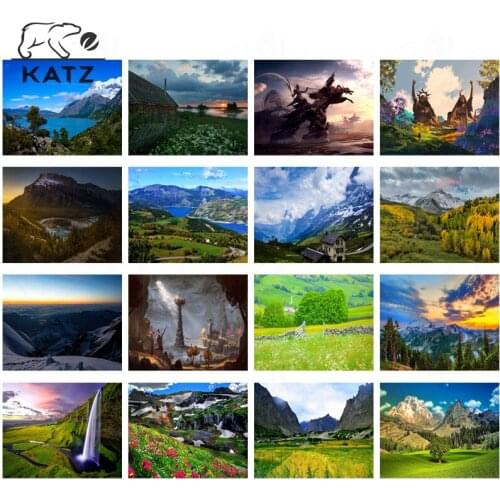 Changbai Mountain Landscape Diamond Painting Cross Stitch Modern Mountain Hut Lawn Scenic Diamond Mosaic Handmade Gift Decor