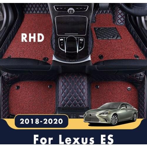 RHD Luxury Double Layer Wire Loop Carpets Car Floor Mats Accessories Leather Rugs Styling Covers For Lexus ES 2020 2019 2018