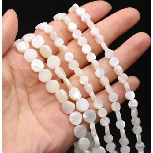 6/8/10mm Natural White Round Seashell Beads Loose Punch Bead for Jewelry Making DIY Women Bracelet Necklace Crafts