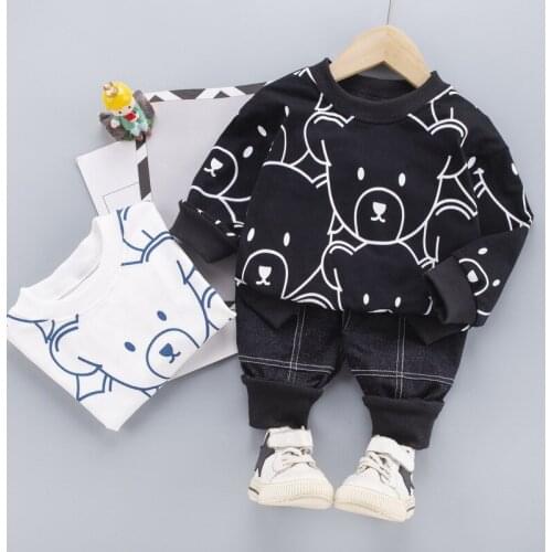 Spring Autumn Children Boys Girsls Clothing Cotton Long Sleeve Bears Kids Clothes Tracksuit Baby T-Shirt Pants 2Pcs/Set Suit