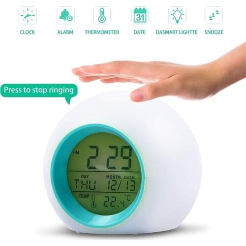 HW-809M Children LED Change Color Digital Alert Clock Time Thermometer Home Decor for Kids