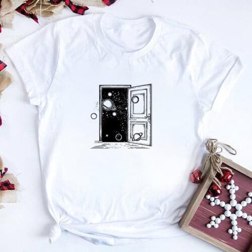 Tshirt Tops Tees Harajuku Starry sky Graphics Printed Women T-shirts Fashion Short Sleeve Plus Size T shirt Female White Top