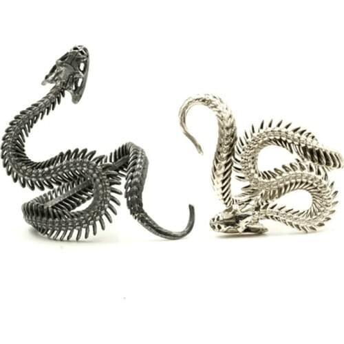Retro Punk Exaggerated Spirit Snake Ring Fashion Personality 3D Snake Ring Opening Adjustable Party Trendy Jewelry Accessories