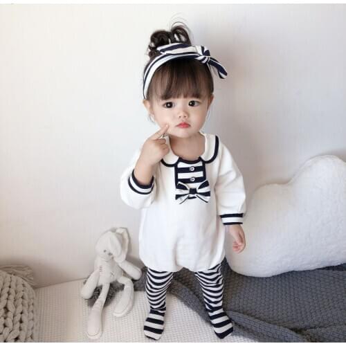 Baby Girls Clothes Bow Knot Autumn Toddler Girls Clothes Set Romper+ Pants+Headband 3pcs Newborn Baby Clothing Set Girl Overalls