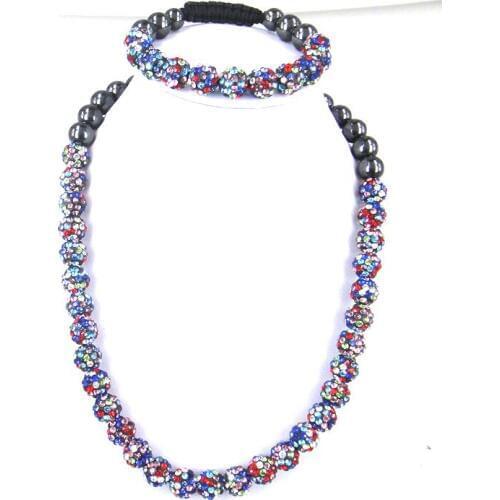 Christmas Crystal Set Necklace and Bracelet Disco Ball Mullti Color Friendship 10mm Gift Free Shipping