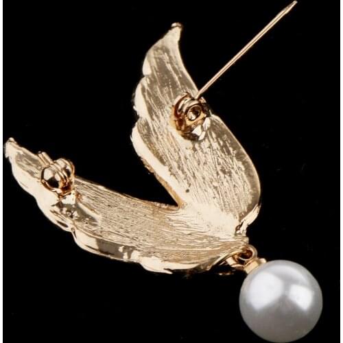 Flying Angel Feathers Crystal Brooch Pin for Coat Sweater Badge Pin