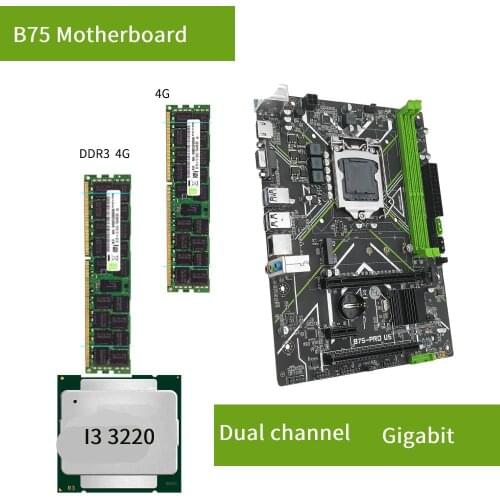 MACHINIST B75 Motherboard LGA1155 Combo DDR3 8GB 2*4G Desktop RAM Memory Intel Core I3 3220 CPUs Kit Set Plate SATA B75-PRO U5
