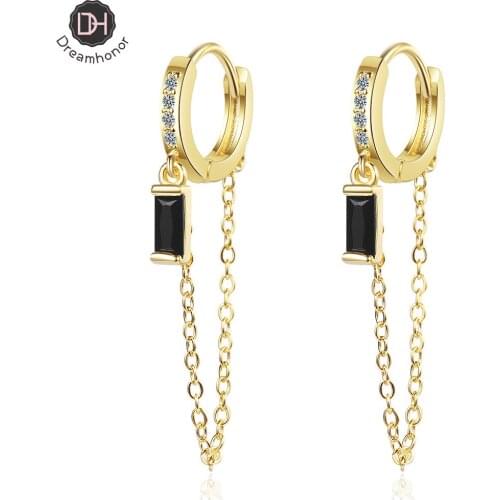 Dreamhonor Korean Style Fashion 925 Sterling Silver Tassel Chain Round Clip Earrings Jewelry