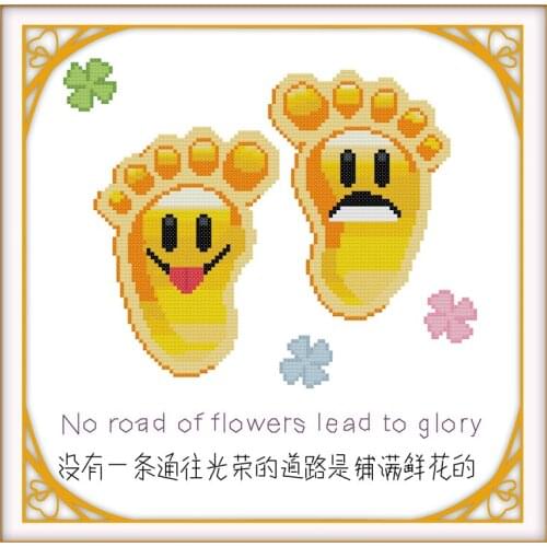 Yellow footprinte(2) cross stitch kit cartoon 14ct 11ct count print canvas stitching embroidery DIY handmade needlework