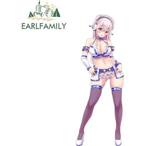 EARLFAMILY 13cm x4.8cm for Super Sonico Car Stickers Creative Occlusion Scratch Decals Waterproof Simple Caravan Helmet Decor