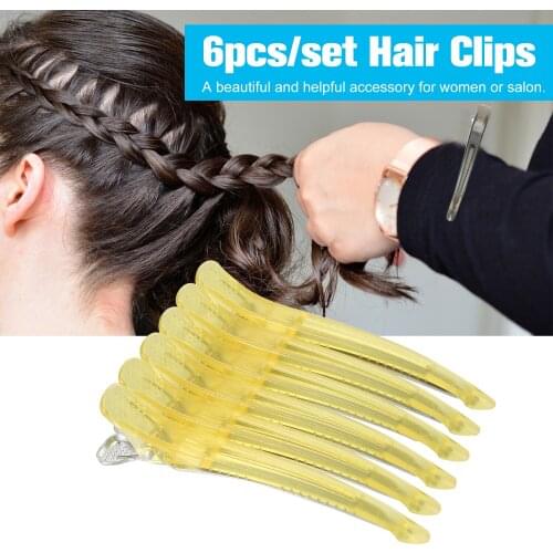 New 6pcs/set Hair Clips Non Slip Hair Clips Hairdressing Duckbill Clip Positioning Clip with Silicone Band No-trace Hair Clips