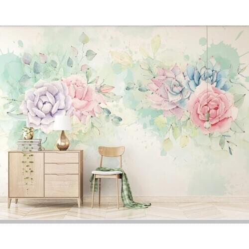 Papel de parede Nordic fresh watercolor rose flower 3d wallpaper mural,living room kitchen bedroom wall papers home decor
