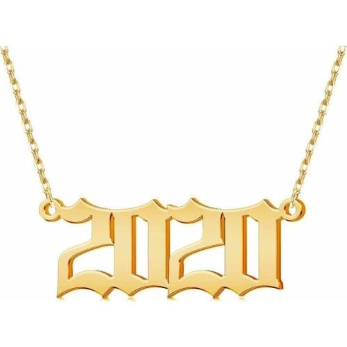 HIYONG Special Date Year Nubmer Neckalce Birth Custom Necklace Stainless Steel Initial Letter Necklaces Personalize Jewelry